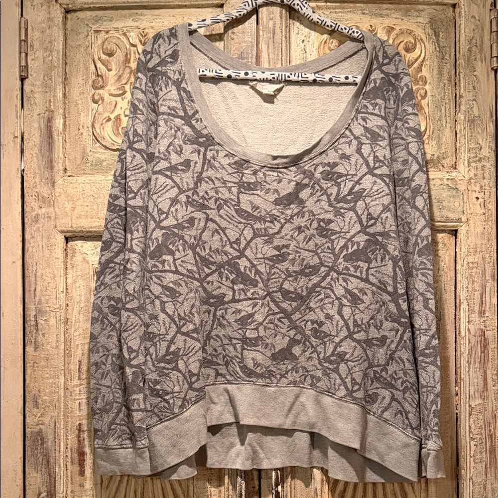 EUC Lilka Anthropologie Ballet Neck Patterned Long Sleeve Top /XL, Oversized/